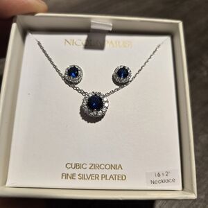 Silver and Blue Necklace Set